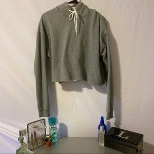 Gray Cropped Hoodie